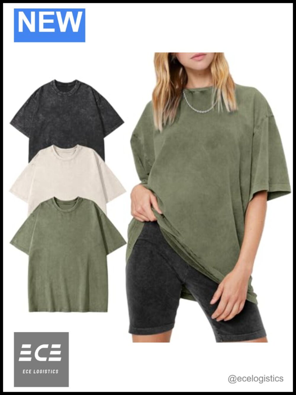 Women's Vintage Oversized T-Shirt Acid Washed Cotton Baggy Gym Tee Top